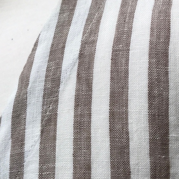 Linenfox Georgia Linen Wrap Tie Top in Cacao Stripe, XS - Picture 9 of 12
